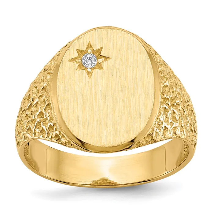 14K Yellow Gold 160x120mm Open Back AA Real Diamond Mens Signet Ring Goldiacom Rings 14K Yellow Gold 160x120mm Open Back AA Real Diamond Mens Signet Ring Goldiacom Rings