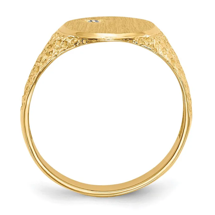14K Yellow Gold 160x120mm Open Back AA Real Diamond Mens Signet Ring Goldiacom Rings
