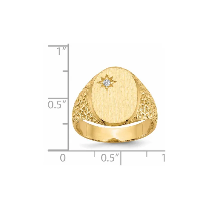 14K Yellow Gold 160x120mm Open Back AA Real Diamond Mens Signet Ring Goldiacom Rings