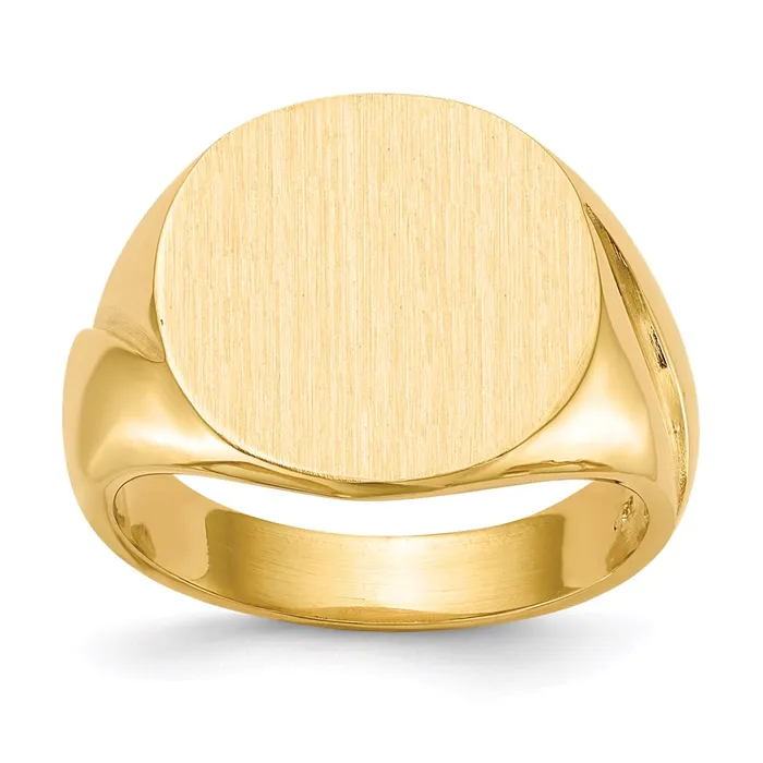 14K Yellow Gold 160x160mm Closed Back Mens Signet Ring Goldia Rings