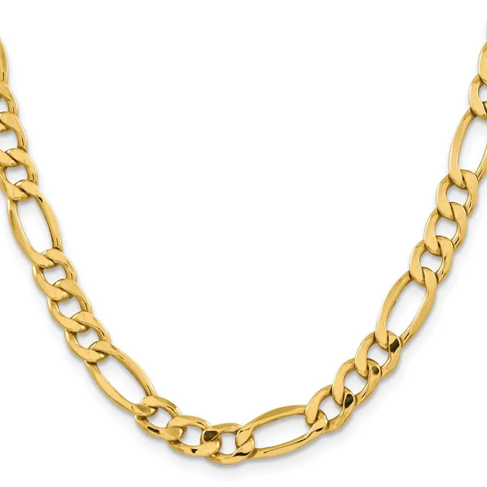 14K Yellow Gold 24 inch 85mm SemiSolid Figaro with Lobster Clasp Chain Necklace MDS Necklaces 14K Yellow Gold 24 inch 85mm SemiSolid Figaro with Lobster Clasp Chain Necklace MDS Necklaces