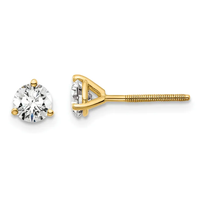 14k Yellow Gold 34 ctw Certified Lab Grown Diamond VSSI G Round 3 Prong Heavy Wt Screwback Stud Earrings Goldia Earrings 14k Yellow Gold 34 ctw Certified Lab Grown Diamond VSSI G Round 3 Prong Heavy Wt Screwback Stud Earrings Goldia Earrings