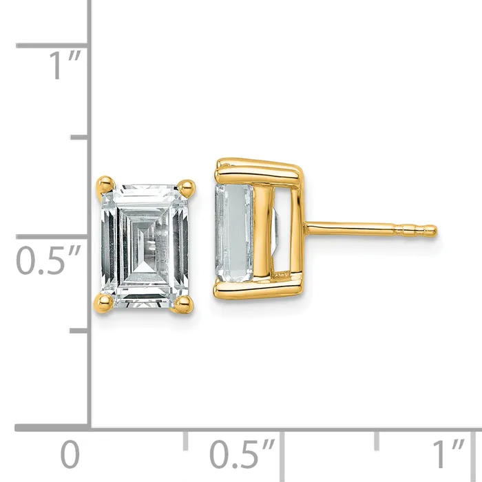 14k Yellow Gold 4 ctw Certified Lab Grown Diamond VSSI G Emerald 4 Prong Heavy Wt Stud Earrings Goldia Earrings