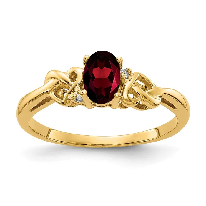 14k Yellow Gold 6x4mm Oval Garnet AAA Diamond ring Goldia Rings