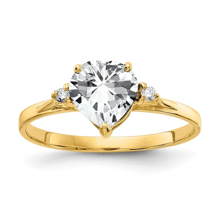 14K Yellow Gold 7mm Heart Cubic Zirconia AAA Real Diamond ring Goldiacom Rings 14K Yellow Gold 7mm Heart Cubic Zirconia AAA Real Diamond ring Goldiacom Rings