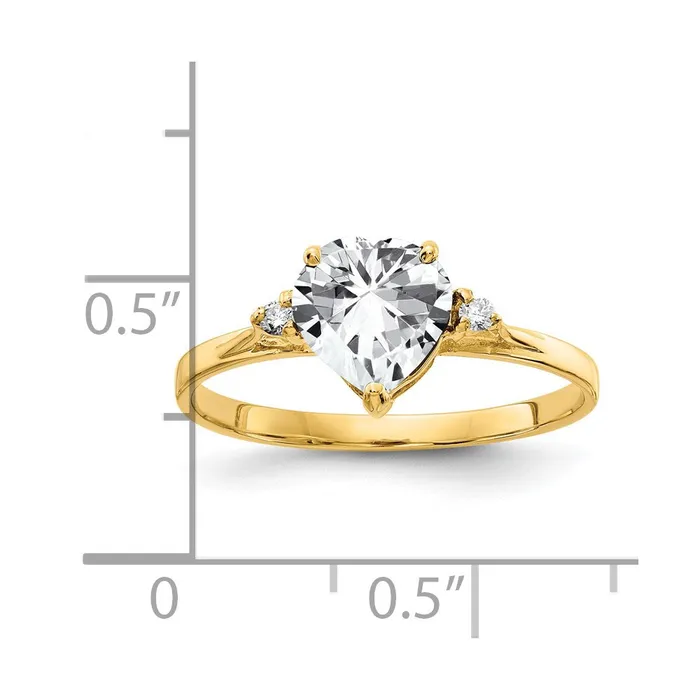 14K Yellow Gold 7mm Heart Cubic Zirconia AAA Real Diamond ring Goldiacom Rings