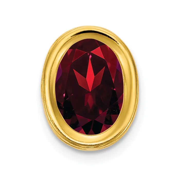 14K Yellow Gold 7x5mm Oval Garnet Checker bezel pendant Goldia Necklaces