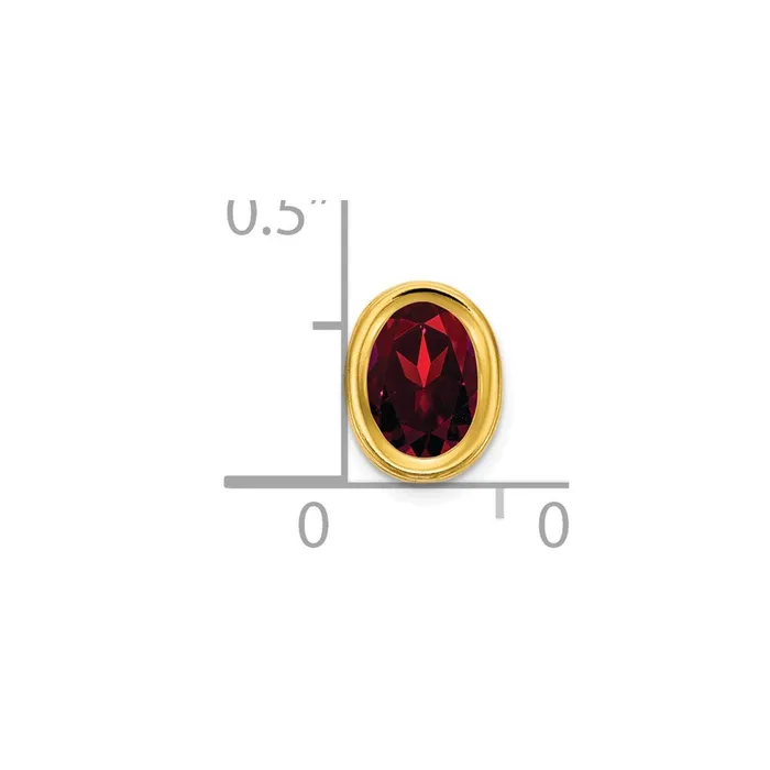 14K Yellow Gold 7x5mm Oval Garnet Checker bezel pendant Goldia Necklaces