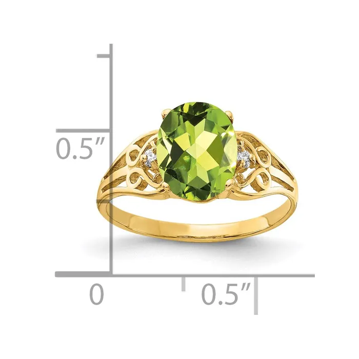 14K Yellow Gold 9x7mm Oval Peridot A Real Diamond ring Goldiacom Rings