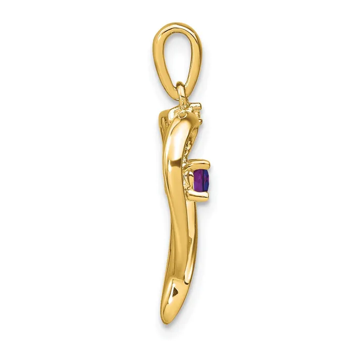 14K Yellow Gold Amethyst and Real Diamond Heart Pendant Goldia Necklaces