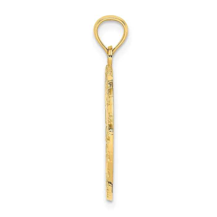 14k Yellow Gold BAHAMAS Palm Tree Round Charm Goldia Charm Necklaces