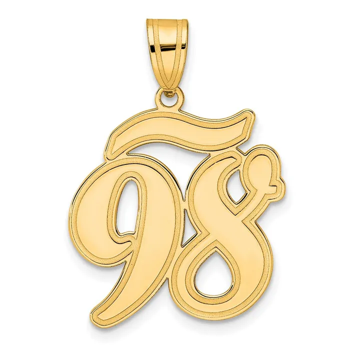 14k Yellow Gold Brushed Border Script Number 98 Pendant Goldia PreStyled Sets 14k Yellow Gold Brushed Border Script Number 98 Pendant Goldia PreStyled Sets