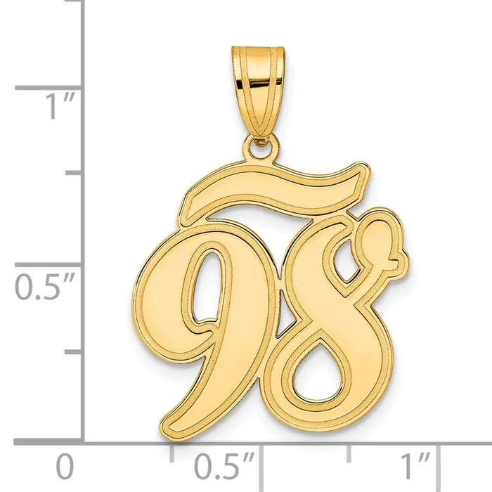 14k Yellow Gold Brushed Border Script Number 98 Pendant Goldia PreStyled Sets