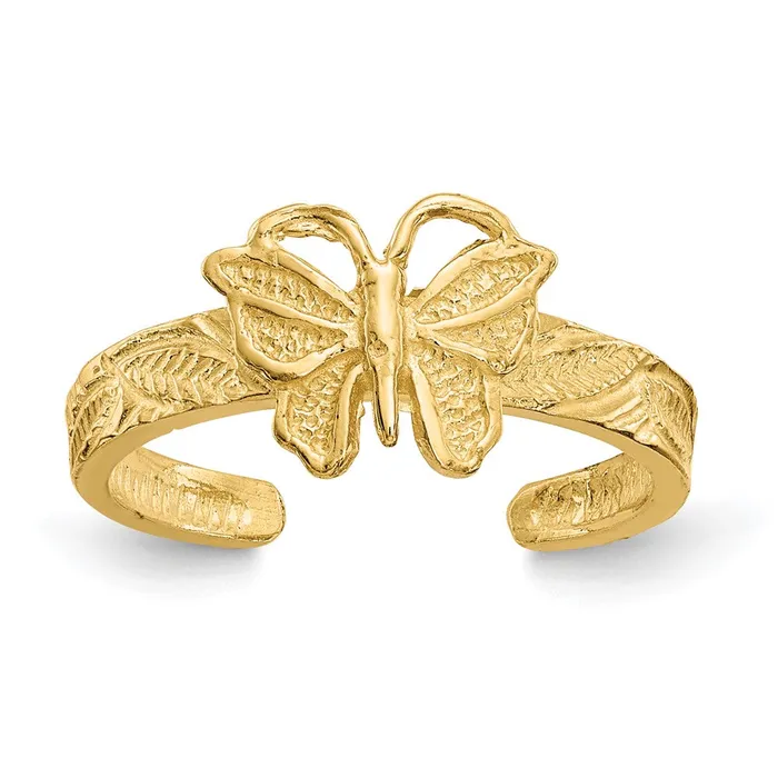 14k Yellow Gold Butterfly Toe Ring Goldia Rings