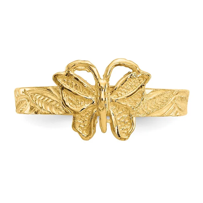 14k Yellow Gold Butterfly Toe Ring Goldia Rings
