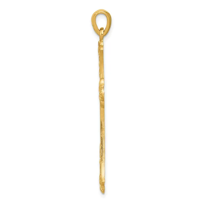 14k Yellow Gold Fleur De Lis Cross Pendant Goldia Necklaces
