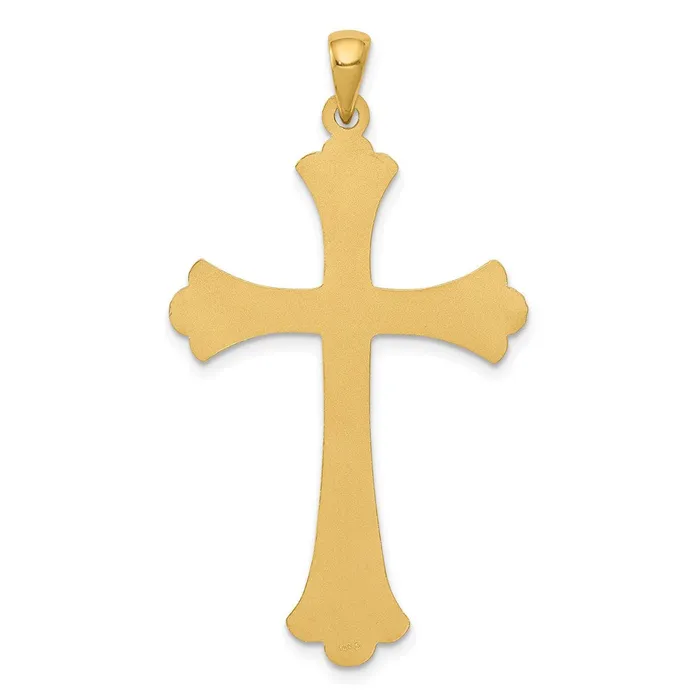 14k Yellow Gold Fleur De Lis Cross Pendant Goldia Necklaces