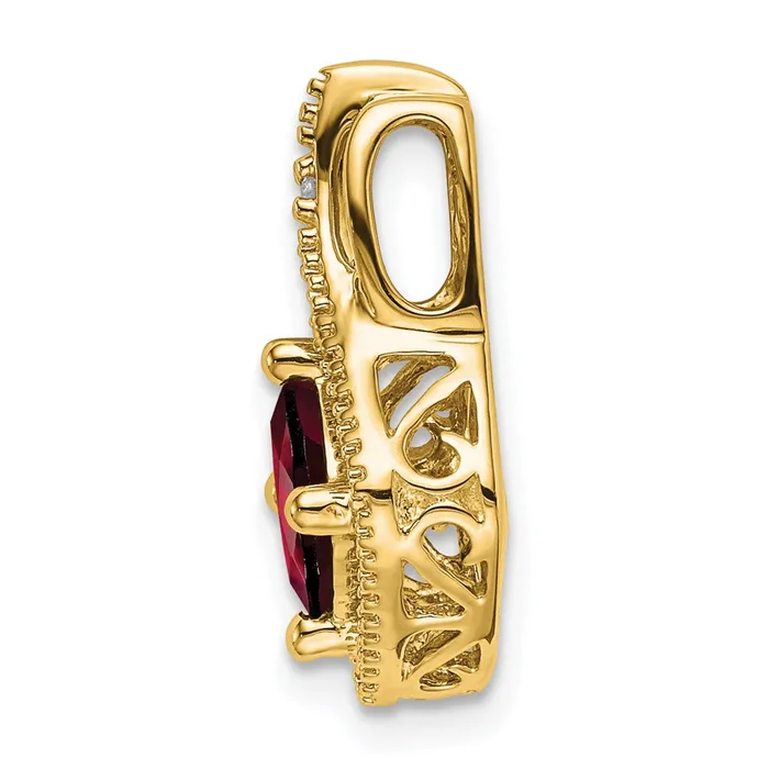 14K Yellow Gold Garnet and Real Diamond Pendant Goldia Necklaces
