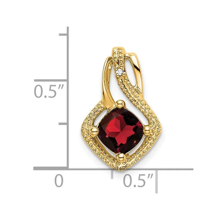 14K Yellow Gold Garnet and Real Diamond Pendant Goldia Necklaces