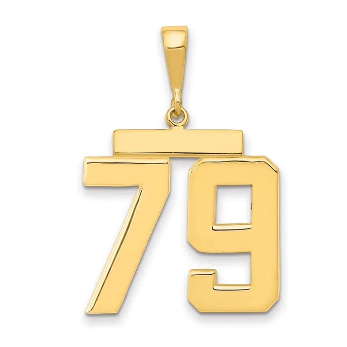 14k Yellow Gold Large Polished Number 79 Charm Goldia Charm Necklaces
