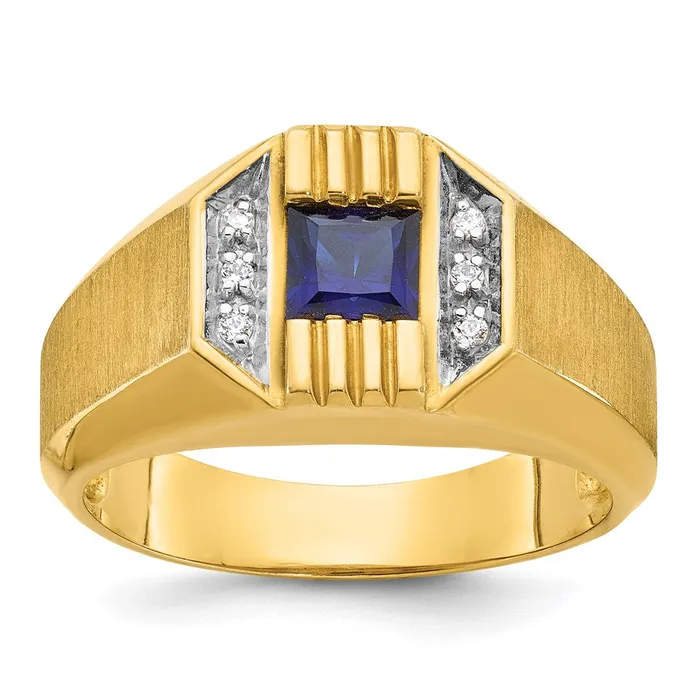 14k Yellow Gold Mens Gemstone and Diamond Satin Ring Mounting Goldia Rings 14k Yellow Gold Mens Gemstone and Diamond Satin Ring Mounting Goldia Rings