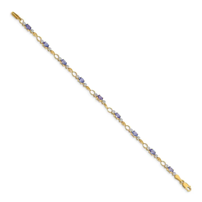 14k Yellow Gold OpenLink DiamondTanzanite Bracelet goldiaca Bracelets