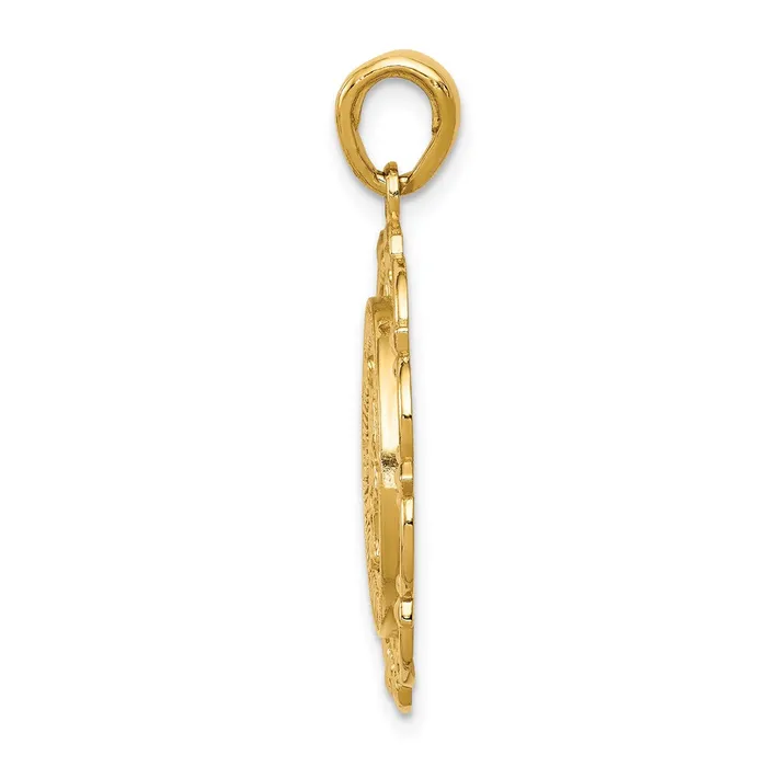 14k Yellow Gold Polished Miraculous Medal With Scallop Frame Pendant Goldia Necklaces