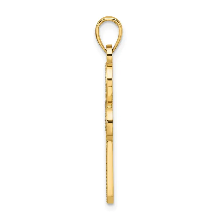 14k Yellow Gold Polished Textured Teardrops Cross Pendant Goldia Necklaces