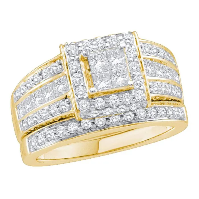 14k Yellow Gold Princess Diamond Bridal Wedding Ring Set 158 Cttw gndatlanta Rings 14k Yellow Gold Princess Diamond Bridal Wedding Ring Set 158 Cttw gndatlanta Rings