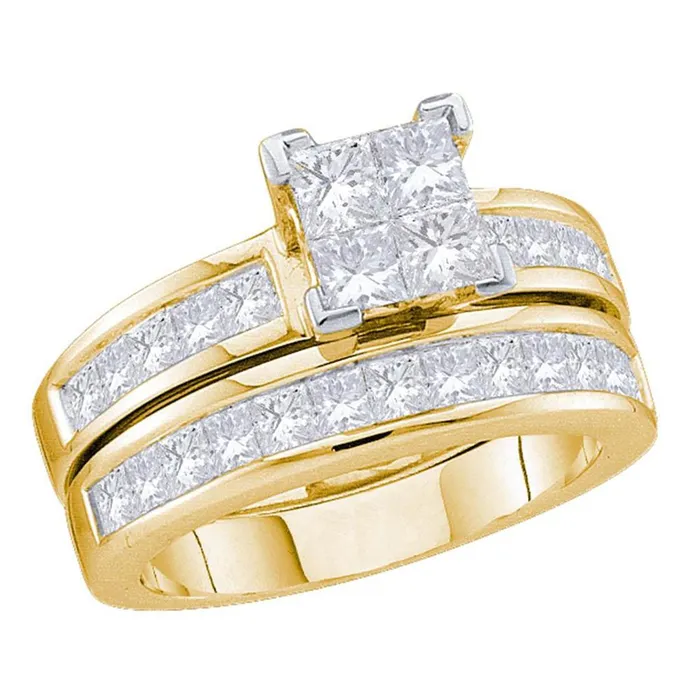 14k Yellow Gold Princess Diamond Bridal Wedding Ring Set 2 Cttw gndatlanta Rings 14k Yellow Gold Princess Diamond Bridal Wedding Ring Set 2 Cttw gndatlanta Rings