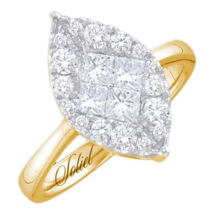 14k Yellow Gold Princess Diamond Cluster Bridal Engagement Ring 14 Cttw gndatlanta Rings 14k Yellow Gold Princess Diamond Cluster Bridal Engagement Ring 14 Cttw gndatlanta Rings