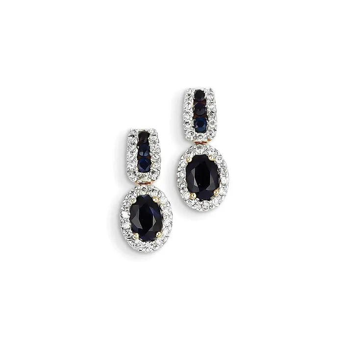14k Yellow Gold Real Diamond u0026 Sapphire Earrings Goldia Earrings
