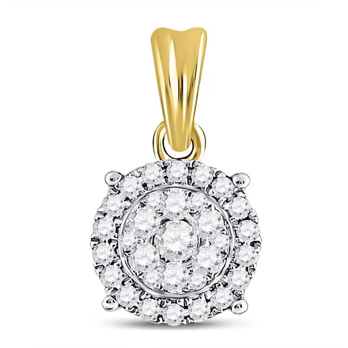 14k Yellow Gold Round Diamond Halo Cluster Pendant 12 Cttw gndatlanta Necklaces 14k Yellow Gold Round Diamond Halo Cluster Pendant 12 Cttw gndatlanta Necklaces