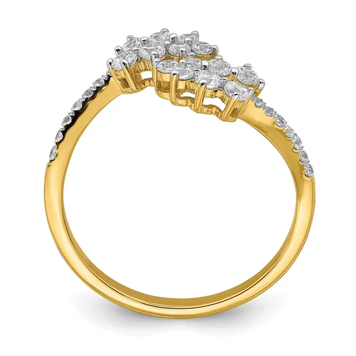 14K Yellow Gold Ruby and Real Diamond Leaves Bypass Ring Goldia Rings