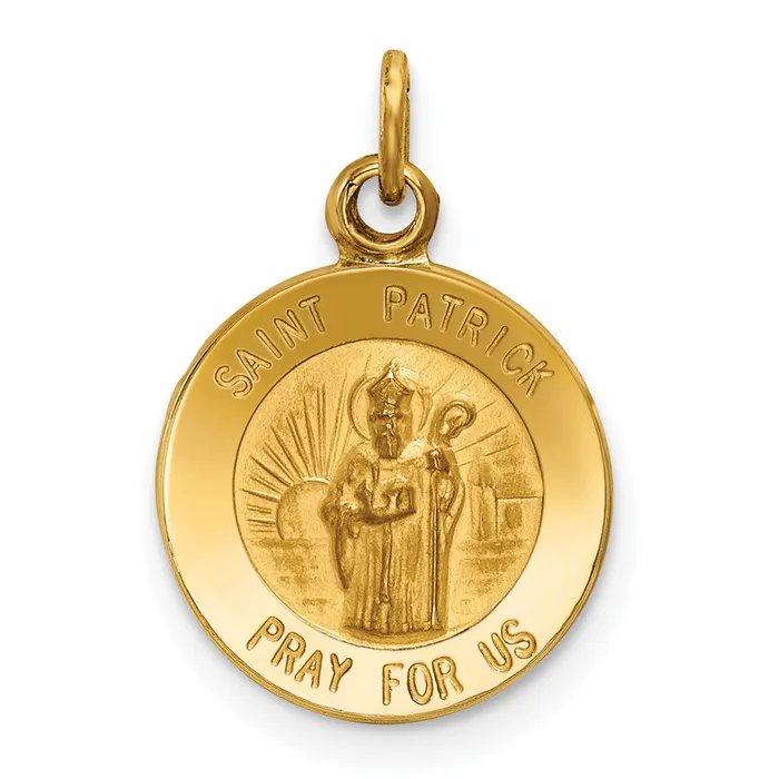 14k Yellow Gold Saint Patrick Medal Charm Goldia Charm Necklaces
