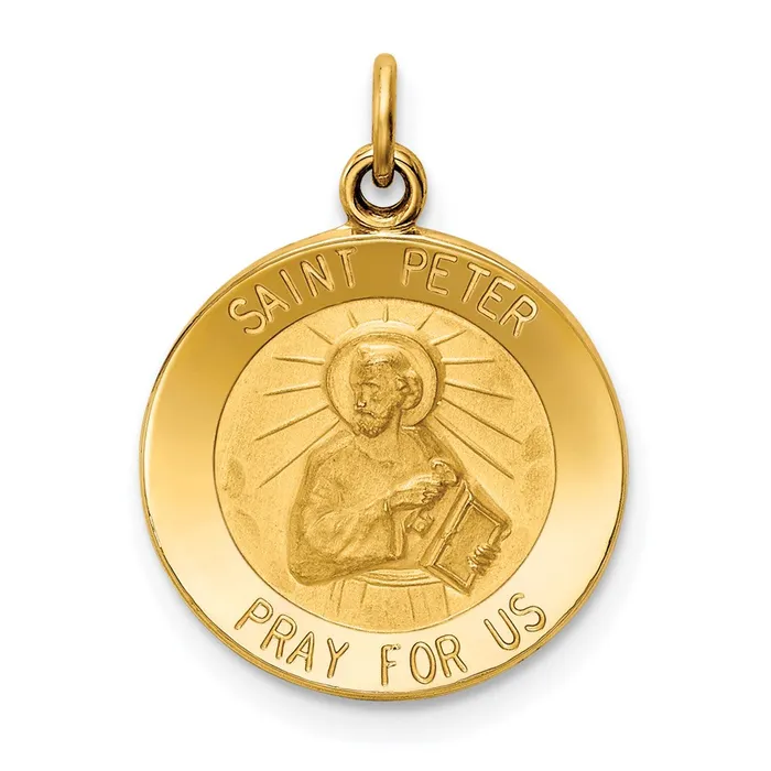 14k Yellow Gold Saint Peter Medal Charm Goldia Charm Necklaces