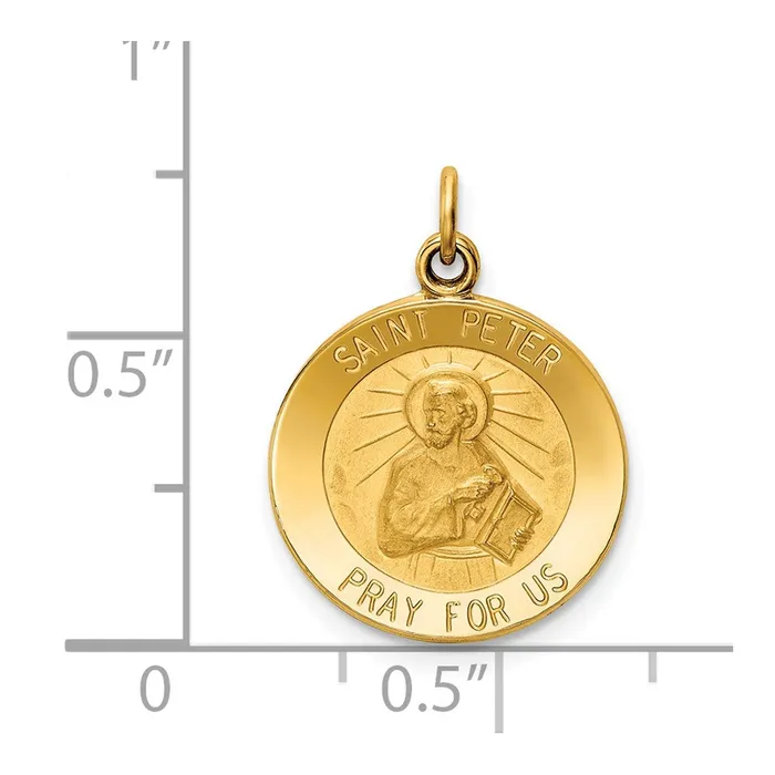 14k Yellow Gold Saint Peter Medal Charm Goldia Charm Necklaces