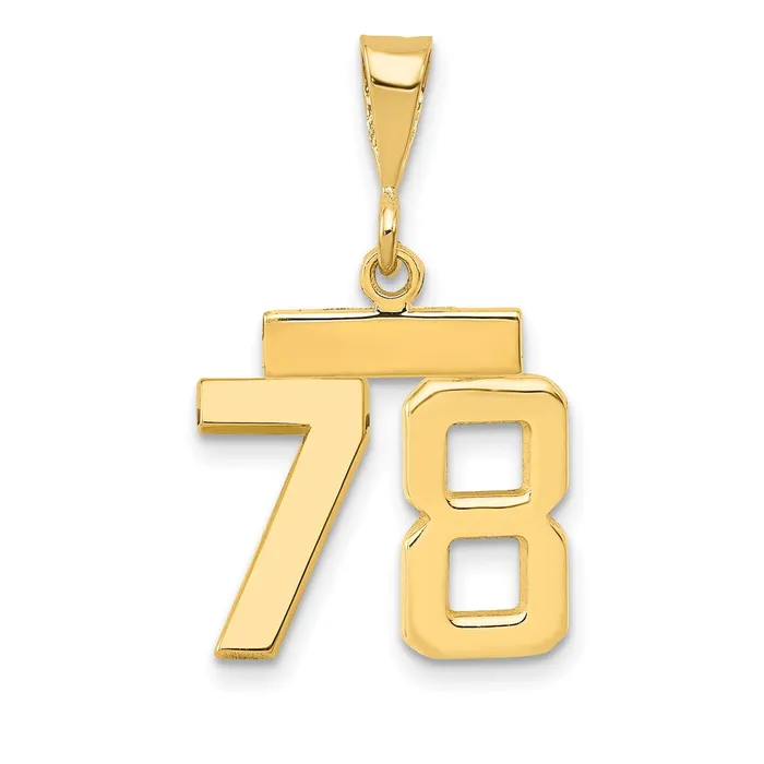 14k Yellow Gold Small Polished Number 78 Charm Goldia Charm Necklaces