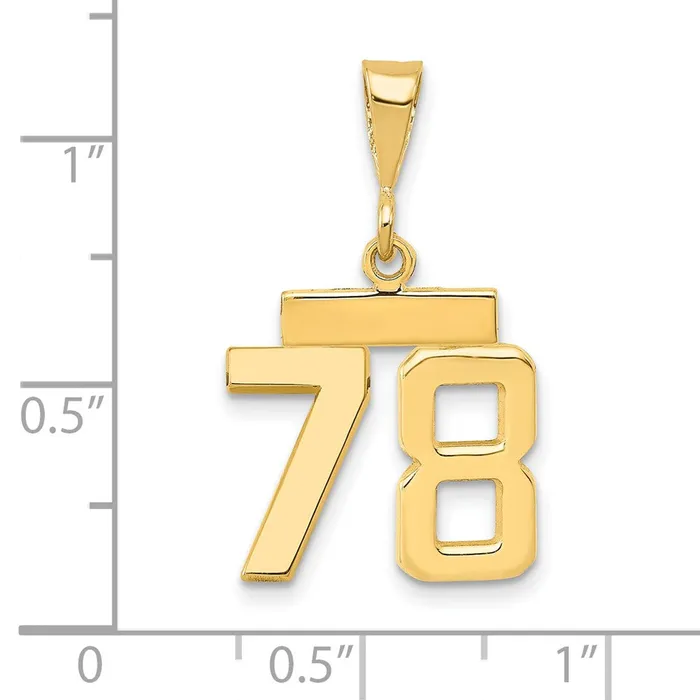 14k Yellow Gold Small Polished Number 78 Charm Goldia Charm Necklaces