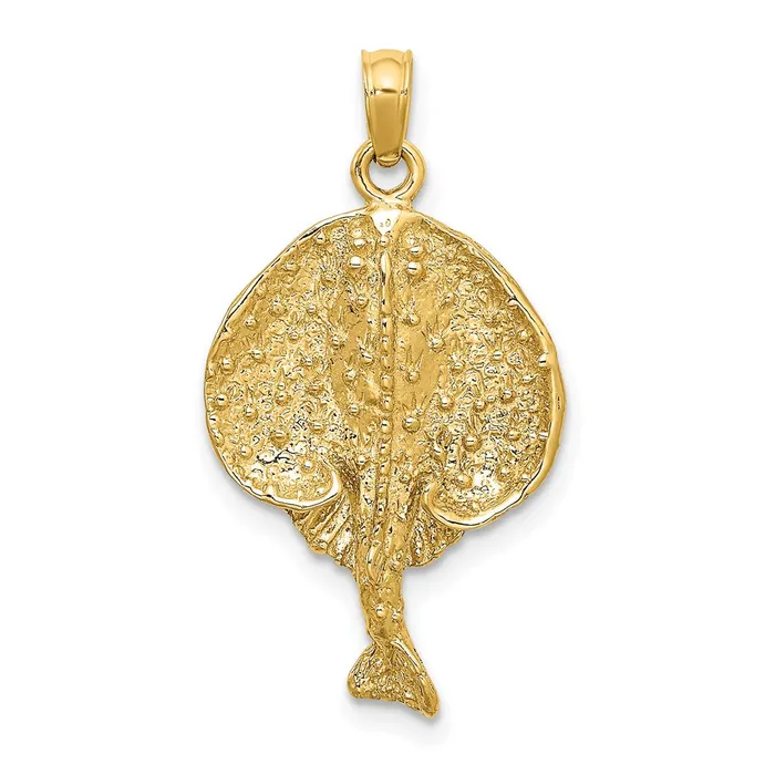 14k Yellow Gold Textured Round Stingray Charm Goldia Charm Necklaces