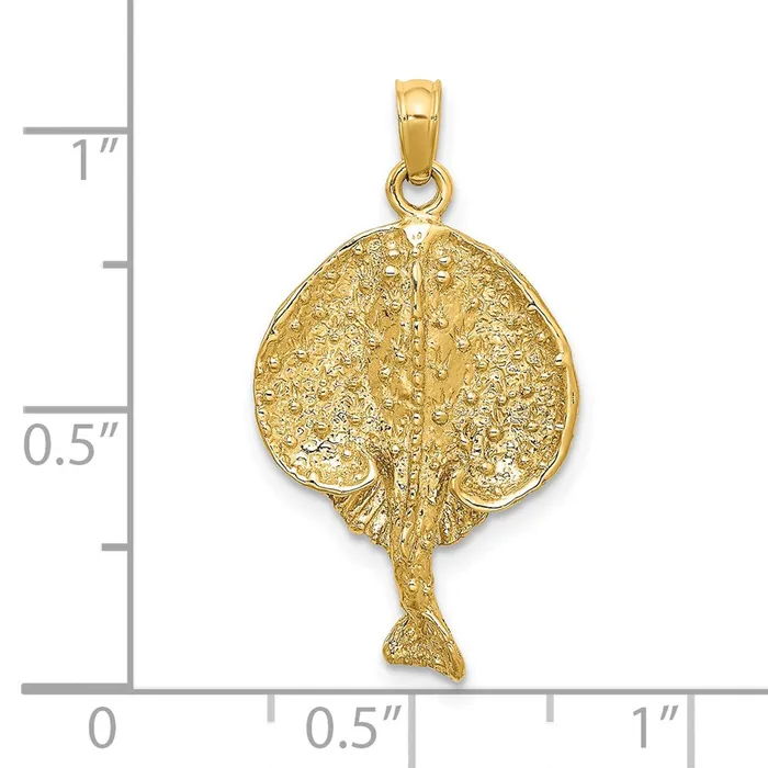 14k Yellow Gold Textured Round Stingray Charm Goldia Charm Necklaces