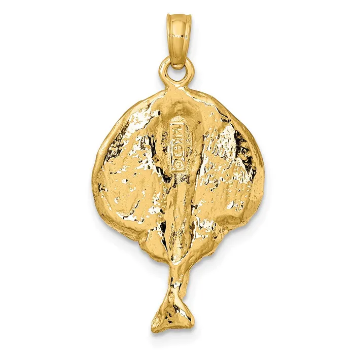 14k Yellow Gold Textured Round Stingray Charm Goldia Charm Necklaces