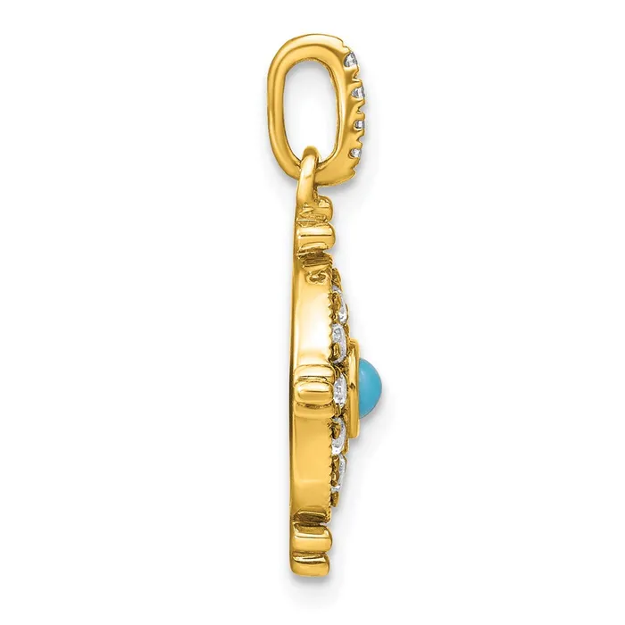 14K Yellow Gold Turquoise and White Topaz Pendant Goldia Necklaces