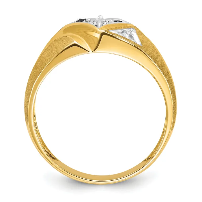 14k Yellow Gold with White Rhodium 15 Ct Lab Grown Diamond VSSI G Polished and Satin Mens Ring Goldia Rings
