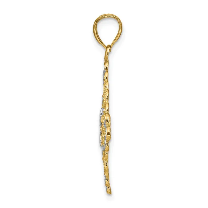 14k Yellow Rhodium Gold wRhodium DC Filigree Medallion Charm Goldia Charm Necklaces