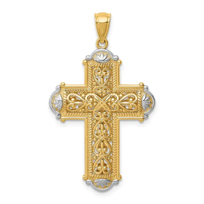 14k Yellow Rhodium Gold White Rhodium DC Reversible Cross Pendant Goldia Necklaces 14k Yellow Rhodium Gold White Rhodium DC Reversible Cross Pendant Goldia Necklaces