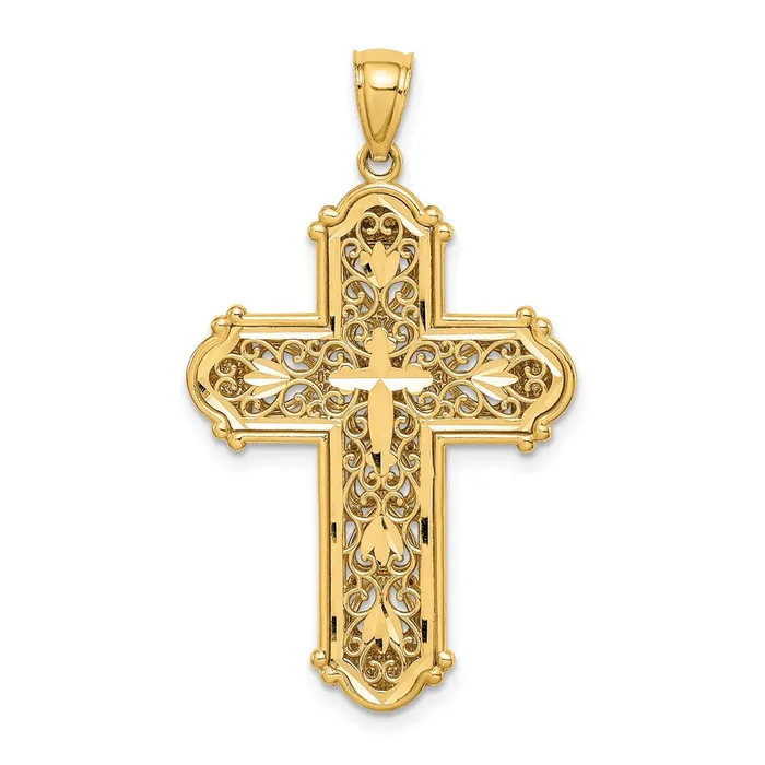 14k Yellow Rhodium Gold White Rhodium DC Reversible Cross Pendant Goldia Necklaces