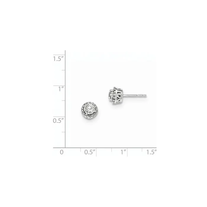 14kt White Gold Polished Round Real Diamond Post Earrings Goldia Earrings