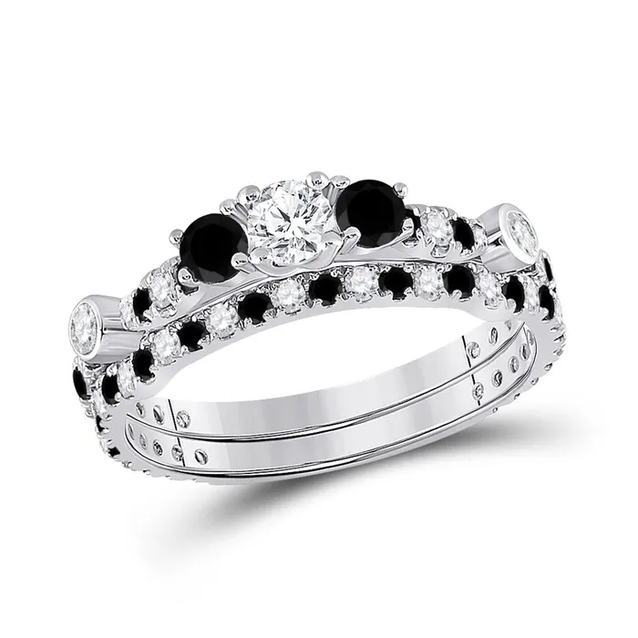 14kt White Gold Round Diamond 3Stone Bridal Wedding Ring Band Set 1 Cttw gndatlanta Rings 14kt White Gold Round Diamond 3Stone Bridal Wedding Ring Band Set 1 Cttw gndatlanta Rings