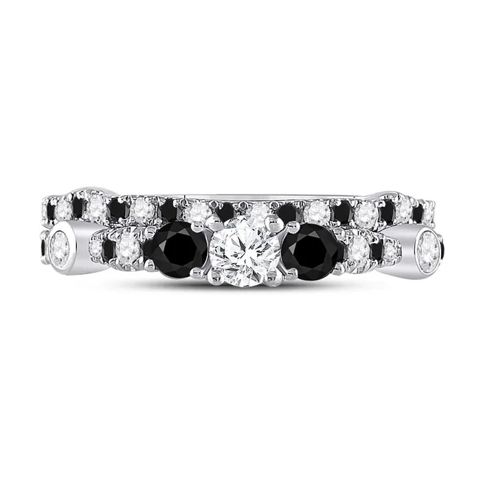 14kt White Gold Round Diamond 3Stone Bridal Wedding Ring Band Set 1 Cttw gndatlanta Rings